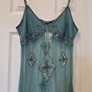 Mandee Teal Embellished Blouse